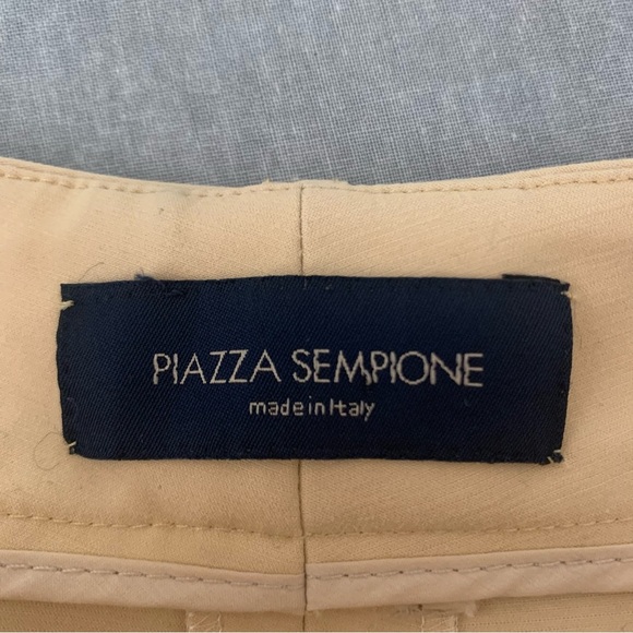 PIAZZA SEMPIONE Made in Italy Chelsea Stretch Cotton Dress Pants Yellow - Picture 2 of 15